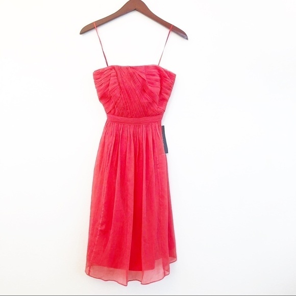 J. CREW COLLECTION NWT Silk Strapless Party Dress Size 2 in Coral Pink - Picture 1 of 16